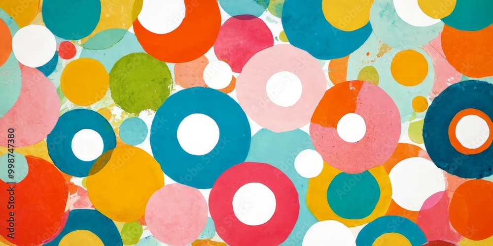 Poster a vibrant abstract composition featuring overlapping circles in various colors, including shades of 