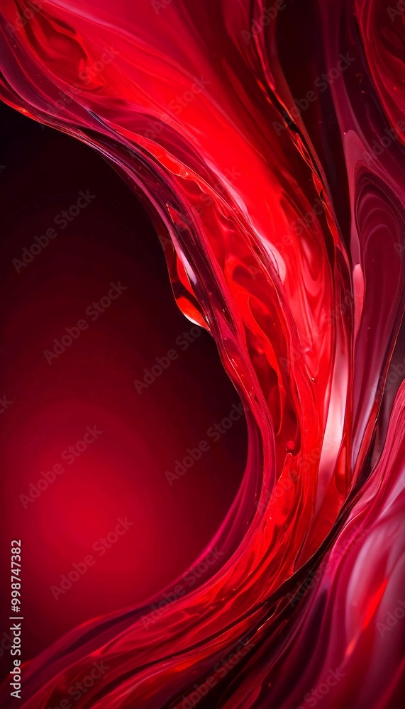 Poster a striking abstract composition of red and black hues, with a gradient effect transitioning from deep red at the top to a lighter shade at the bottom captured from