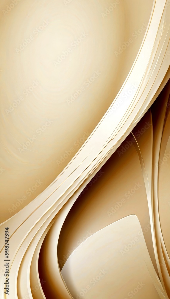 Aufkleber a minimalist abstract design with a gradient of light and dark beige colors The central focus is a curved line that transitions from a lighter shade at the top to a darker one