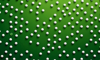 a pattern of white circles on a green background, with one circle standing out in green