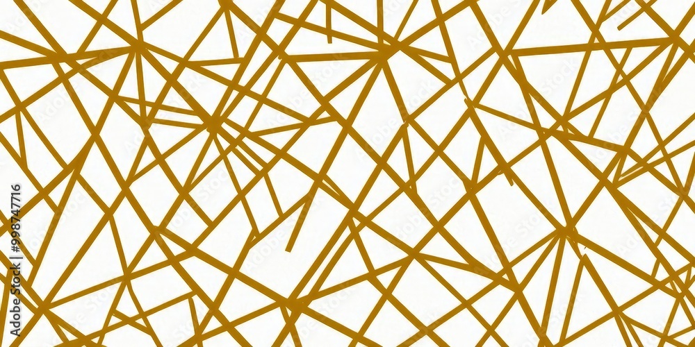 Poster a white background with a repeating pattern of intersecting gold lines, creating a visually striking and abstract design