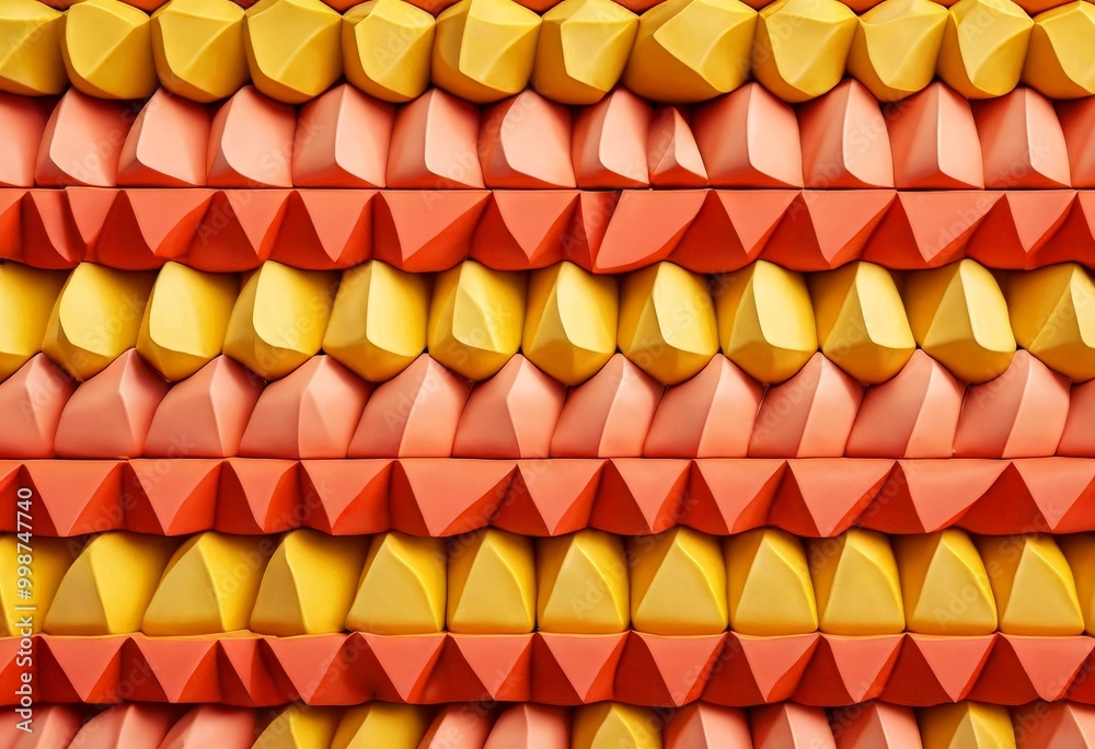 Aufkleber A repeating pattern of overlapping triangular shapes in various shades of orange and yellow, creating a visually striking and geometric design
