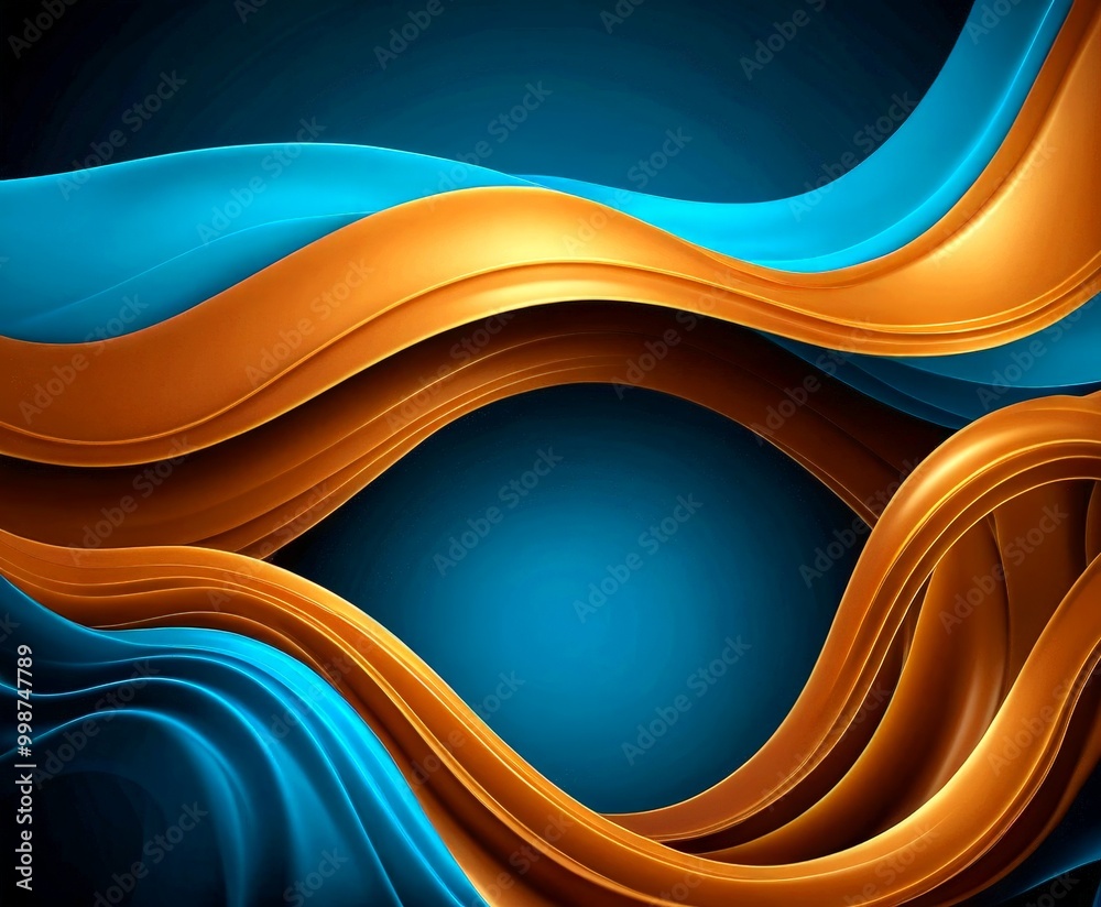 Aufkleber a dynamic abstract composition of overlapping curved lines in shades of blue and orange, creating a sense of movement and fluidity.