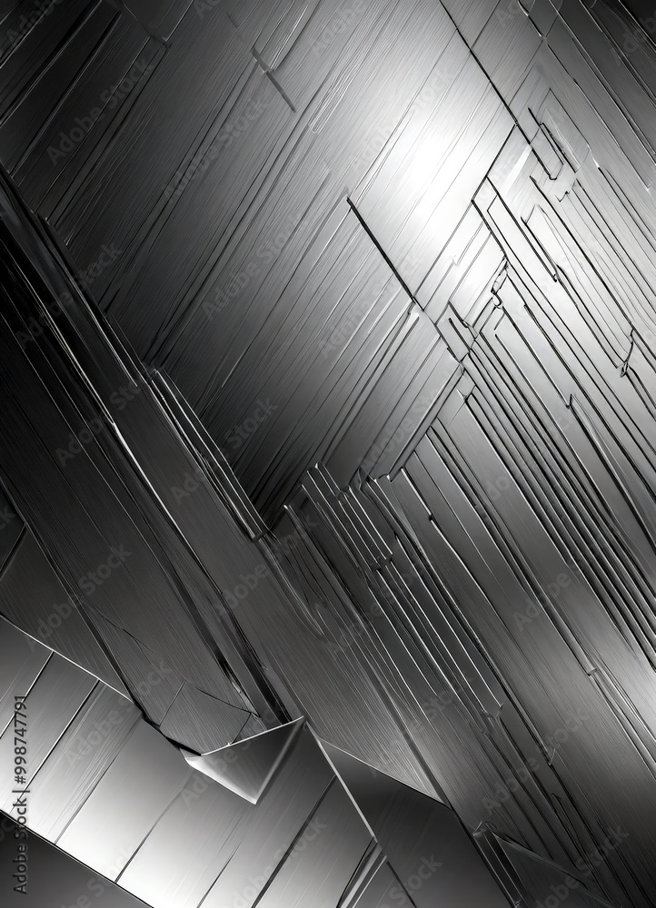 Aufkleber a complex, abstract pattern of intersecting lines and rectangles in shades of gray and black, creating a sense of depth and dimensionality