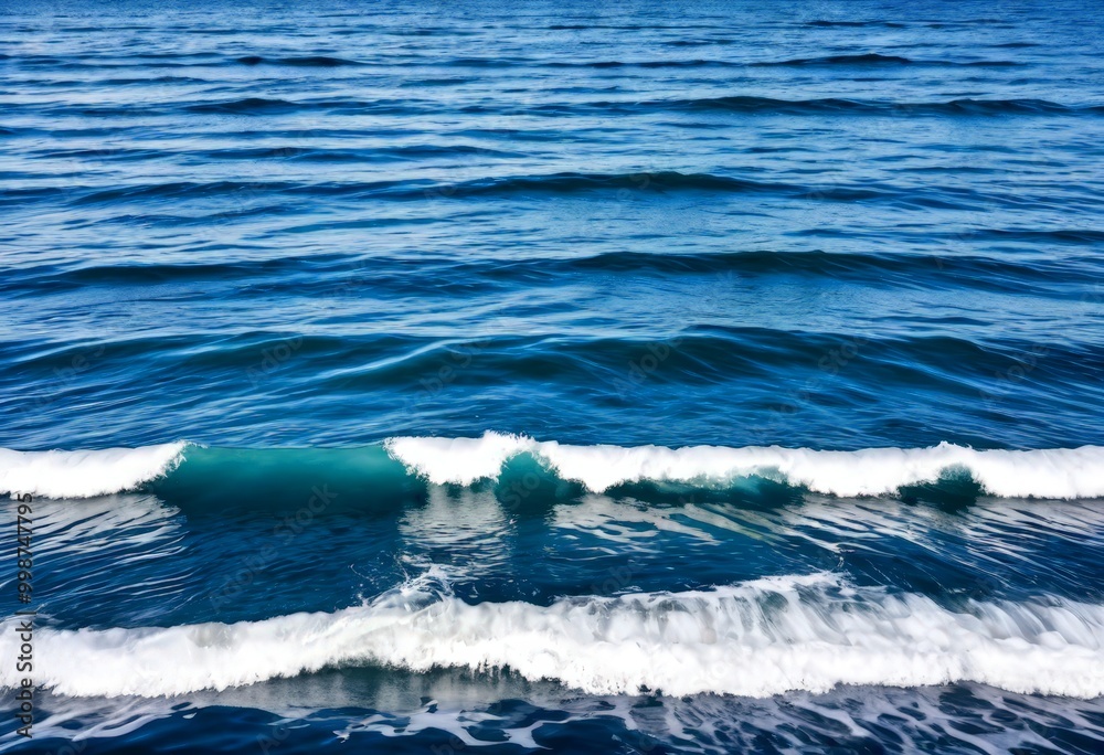 Aufkleber the captures a serene scene of the ocean, with waves gently lapping against the shore the deep blue 