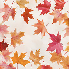 Fototapeta premium Autumn leaves in vibrant hues on a light background