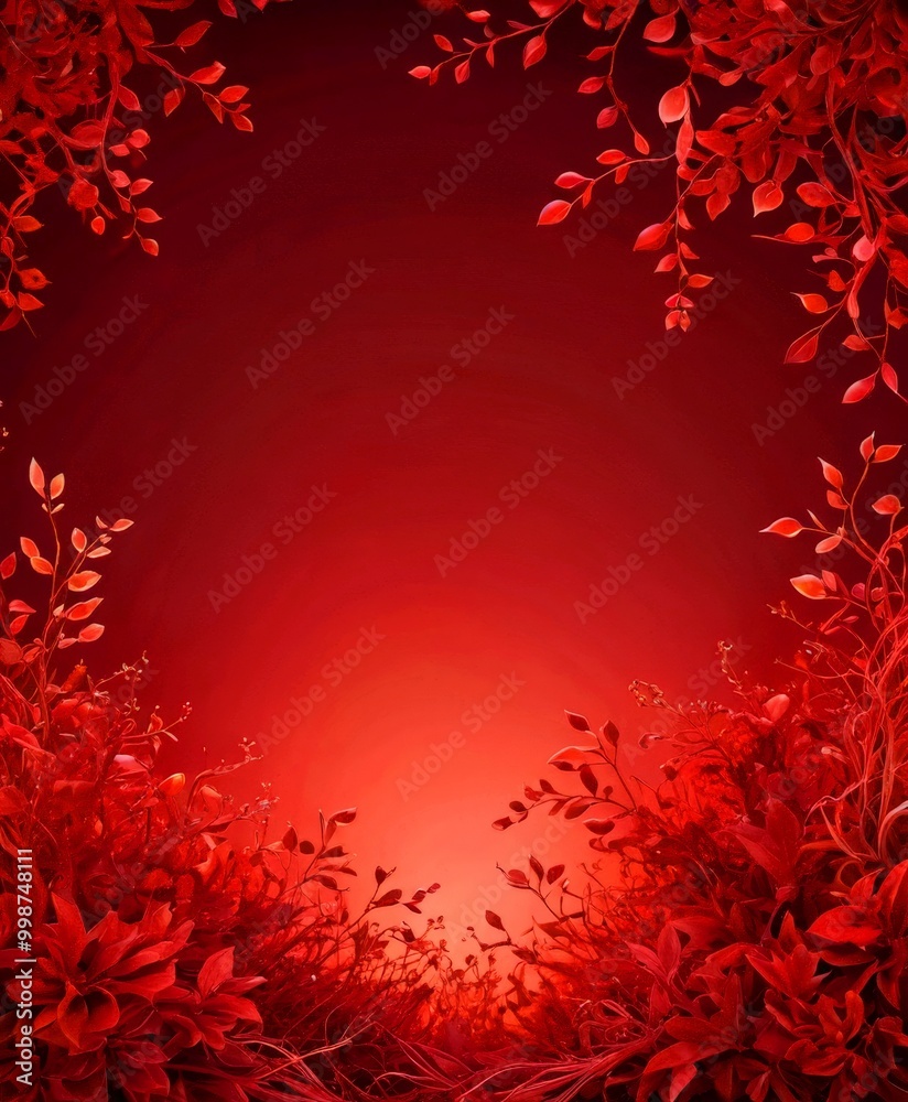 Leinwandbilder a vibrant red background with a gradient effect transitioning from a deep red at the top to a lighter shade at the bottom The background is adorned with a dense collection of