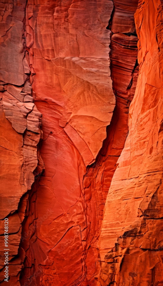 Aufkleber a close-up view red rock formation, with a vertical line running through the center