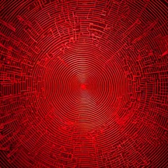 Fototapeta premium a complex, abstract pattern of concentric circles and lines, creating a visually striking and intricate design The color scheme is dominated by a deep red