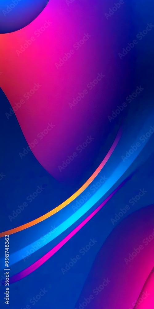 Aufkleber a vibrant abstract design with a gradient of blue, purple, and orange colors The design includes curved lines and a wave-like pattern, creating a dynamic and visually