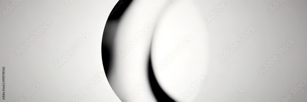 Aufkleber a black and white abstract composition featuring a curved line and a circular shape, creating a sense of depth and movement.
