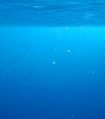 Obraz premium a serene underwater scene with a deep blue ocean surface and small bubbles rising to the surface