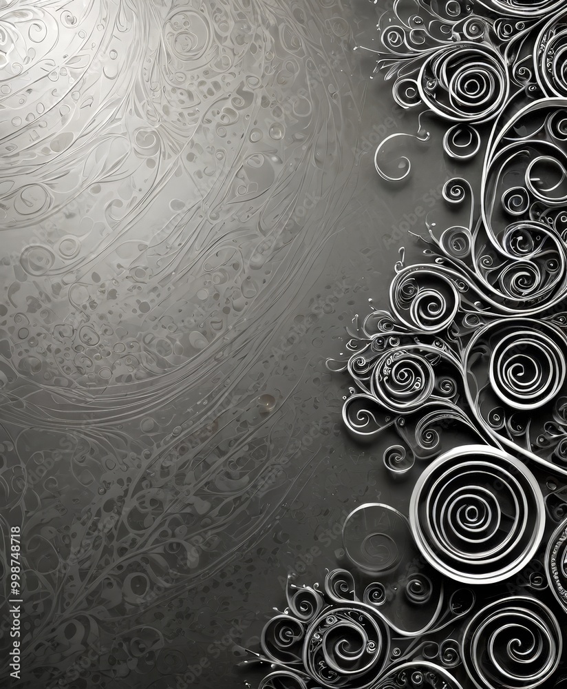 Aufkleber a dark, abstract background with a repeating pattern of black and white swirls and curves The left side of filled with a more intricate and detailed design,