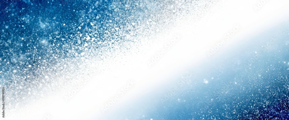 Aufkleber a gradient background transitioning from blue to white, with a scattering of small white dots or specks across the frame, creating a sense of movement and texture