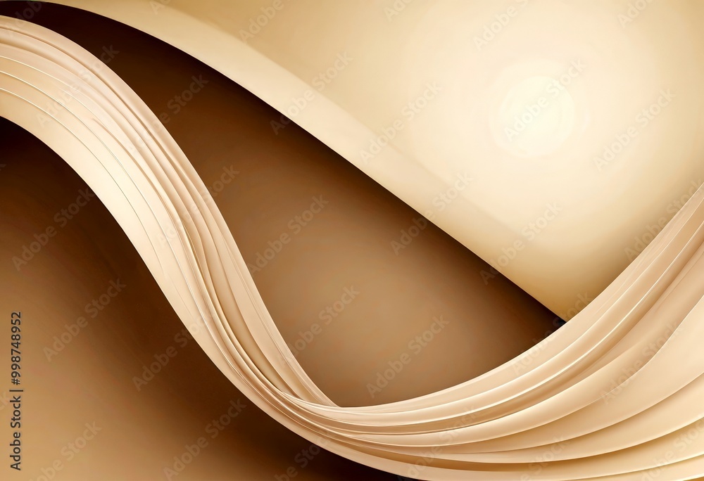 Poster Abstract featuring curved lines in shades of brown and beige, creating a sense of movement and depth