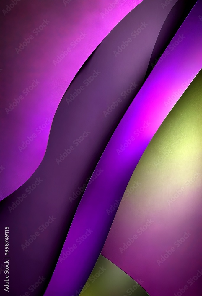 Aufkleber a vibrant abstract composition of overlapping purple and green paper strips, creating a dynamic and 