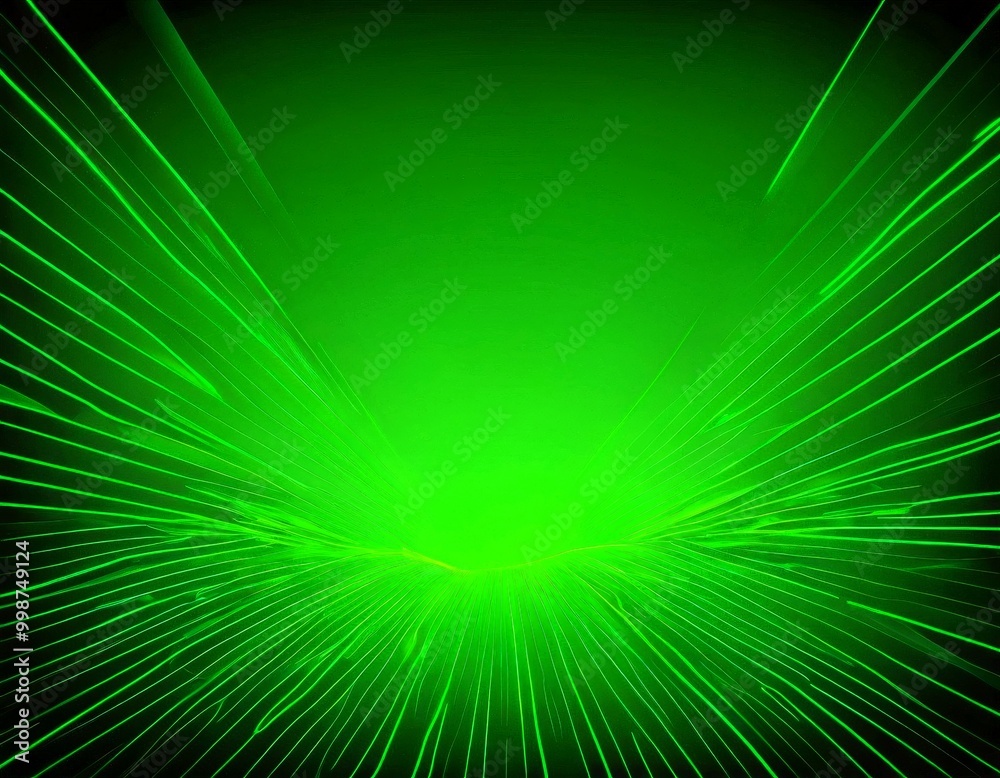 Poster a vibrant abstract background with a gradient of green and black the central focus is a radiant burs