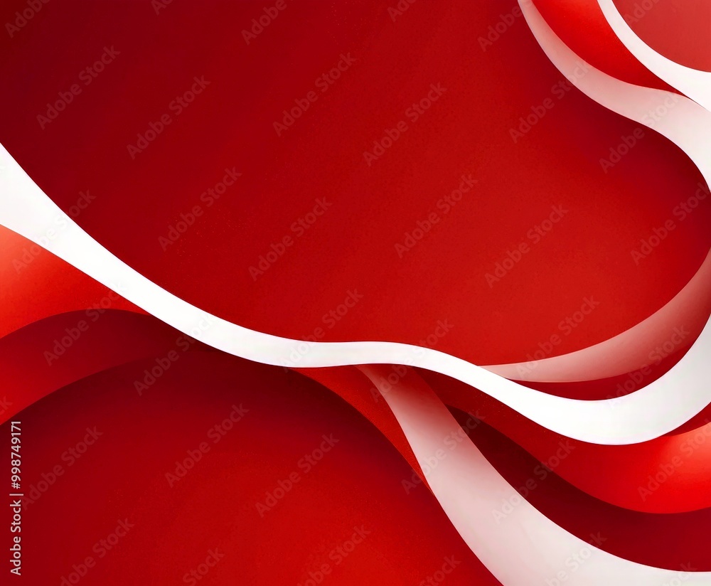 Poster abstract red and white wave pattern