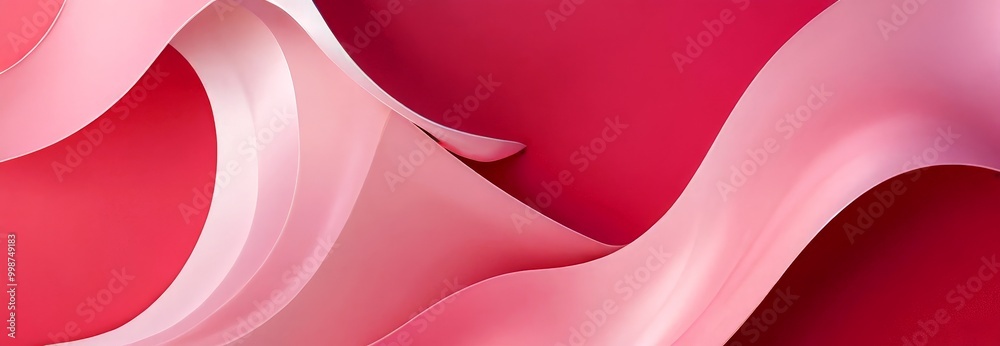 Poster Abstract featuring overlapping pink and red curved shapes, creating a dynamic and visually striking composition