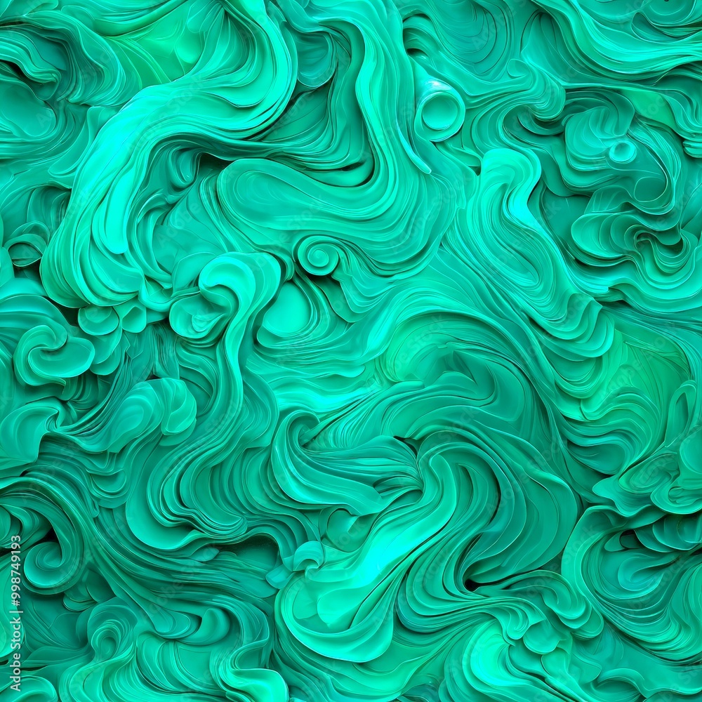 Poster a vibrant, swirling pattern of green hues, reminiscent fluid, organic design the pattern is composed