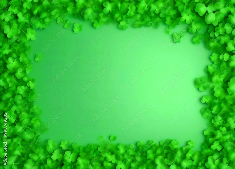 Poster A frame of green shamrocks surrounds a blank space in the center of the , creating a festive and celebratory atmosphere