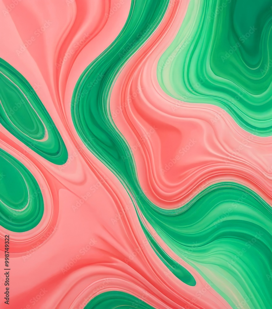 Aufkleber a vibrant abstract pattern with swirling lines and shapes in shades of pink and green, creating a dynamic and visually striking composition