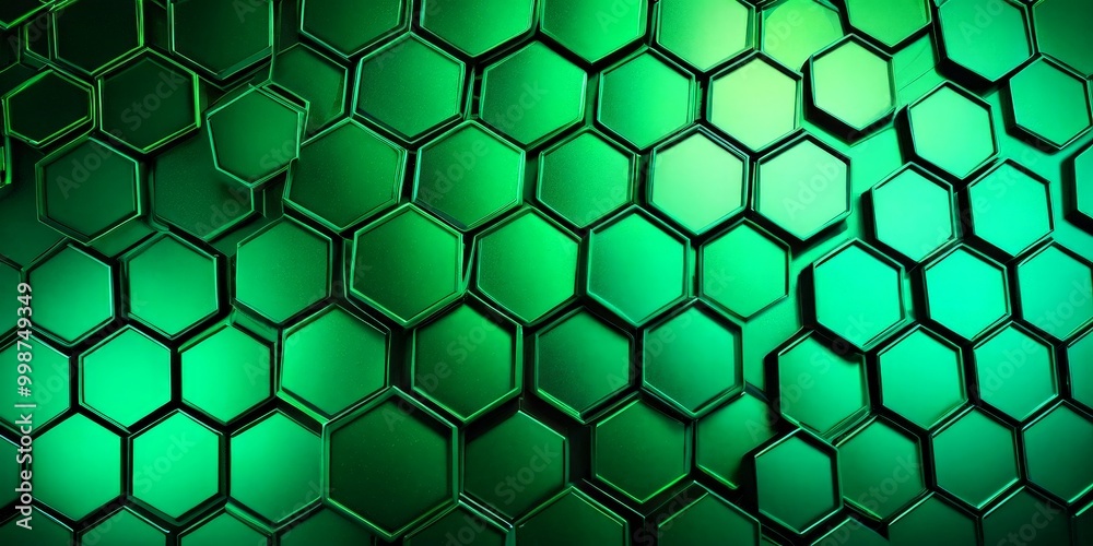 Aufkleber a repeating pattern of hexagonal shapes in various shades of green, creating a visually striking and geometric design