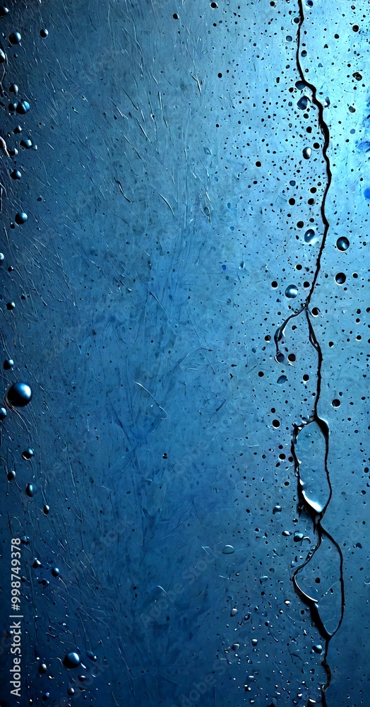 Poster a close-up view dark, textured surface with water droplets and cracks, creating a sense of depth and texture