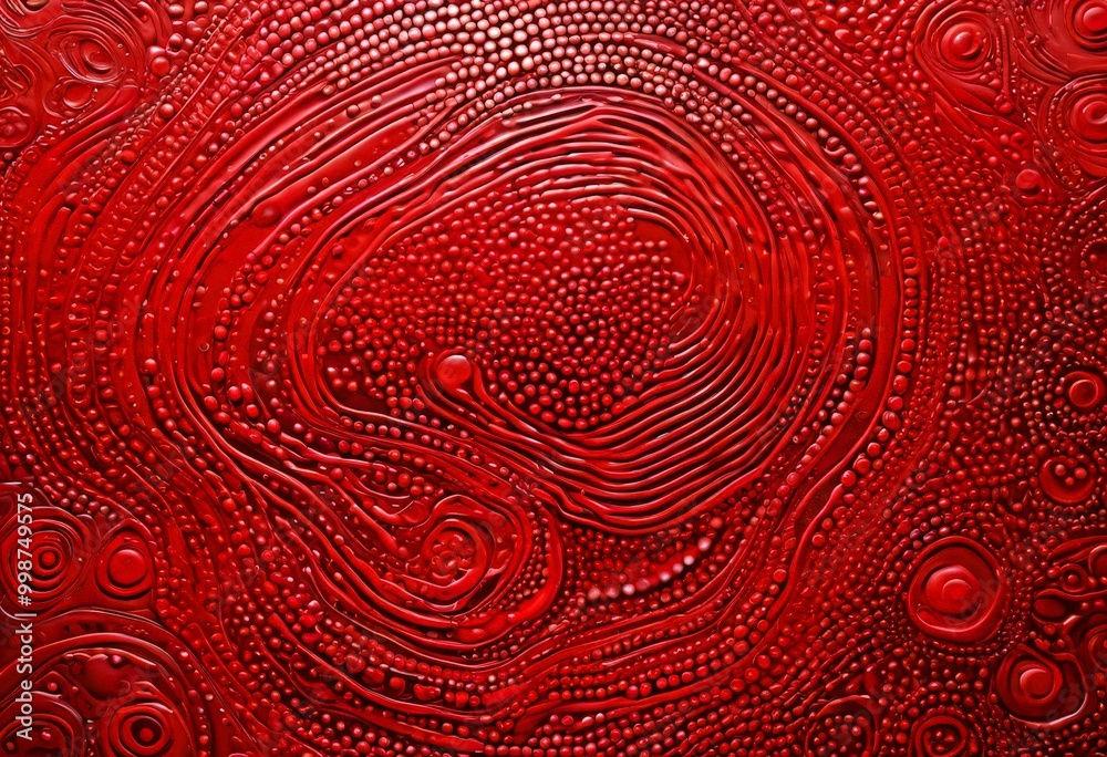 Leinwandbilder a close-up view textured surface with a red color and a pattern of small circles and lines