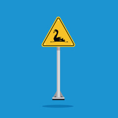 Warning goose crossing yellow triangle sign. Suitable for posters and web icons.	
