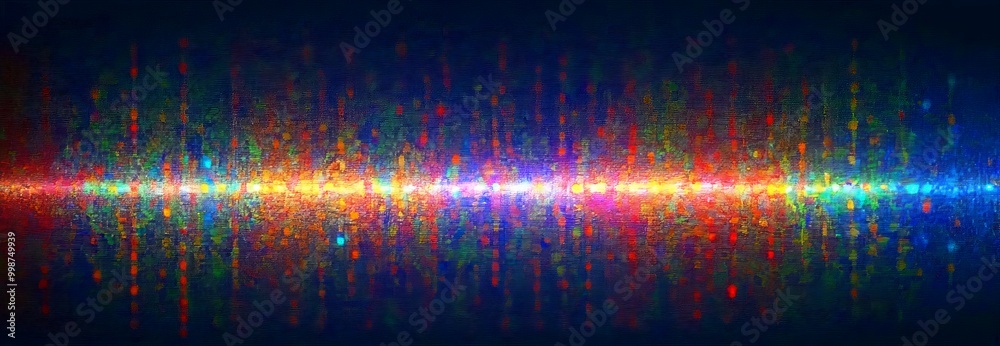 Aufkleber a vibrant, abstract pattern of colorful lines and dots against a dark background, creating a visually striking and dynamic composition