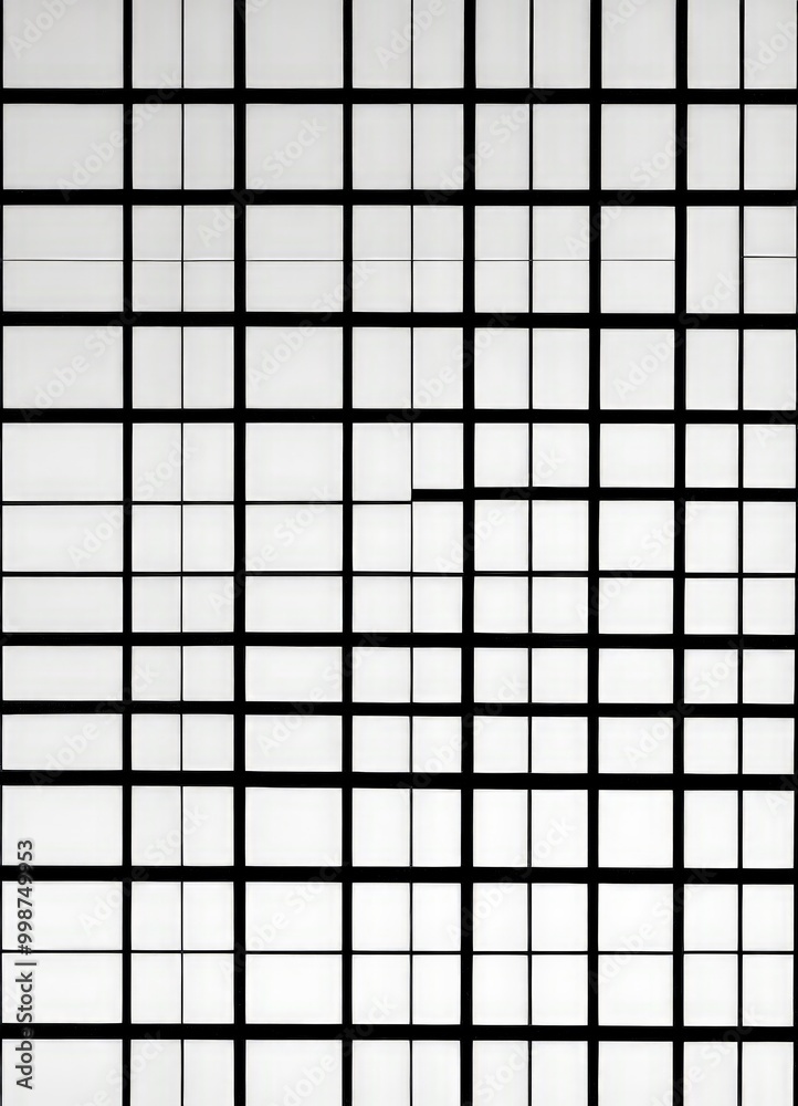 Poster A grid of black and white squares, with the squares varying in size and orientation, creating a visually striking pattern.