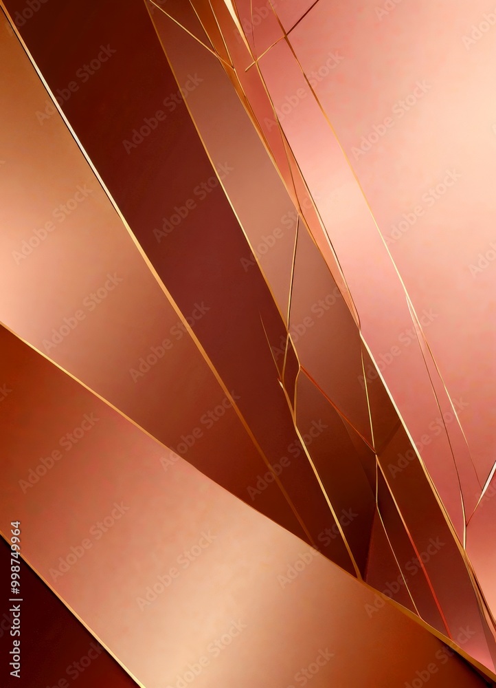 Poster a complex abstract composition of intersecting lines and curves in shades of brown and gold, creating a sense of depth and movement