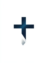 Obraz premium logo featuring a simple cross symbol in navy blue and white