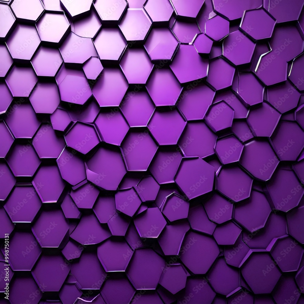 Poster a repeating pattern of purple hexagonal shapes, creating a visually striking and geometric design