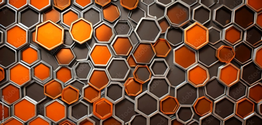 Aufkleber a honeycomb pattern composed of numerous hexagonal shapes in shades of orange and brown, arranged in
