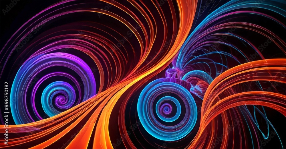 Poster a vibrant abstract pattern composed of swirling lines and shapes in a variety of colors, including s