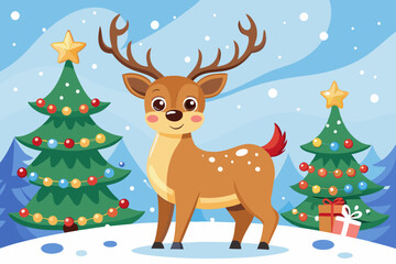 Reindeer color vector, illustration