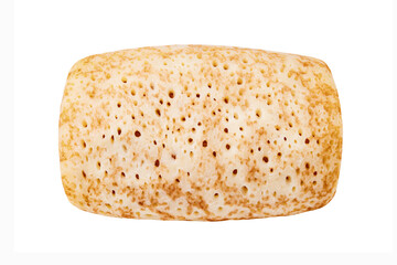 pancake baked rolled, isolated on white background with clipping path