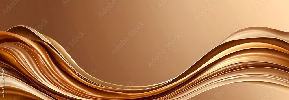 Poster abstract wavy lines in shades of brown and beige, with a gradient background