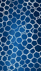 a repeating pattern of white hexagonal shapes against a dark blue background