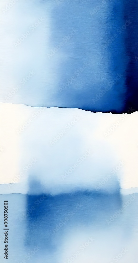 Aufkleber a watercolor painting with a gradient of blue and white colors, creating a serene and calming atmosp