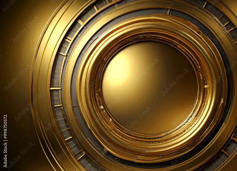 Leinwandbilder a circular design with a golden ring at its center, surrounded by a series of concentric circles in varying shades of gold, creating a visually striking and intricate pattern.