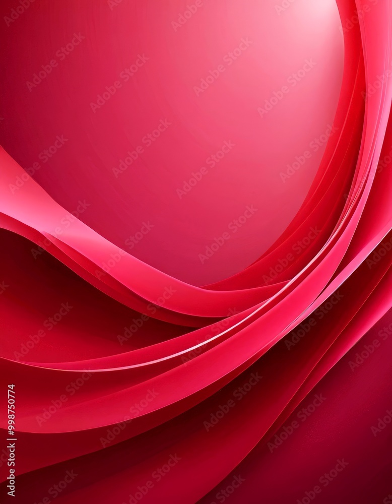 Poster a vibrant abstract composition of curved lines in shades of red and pink, creating a dynamic and visually striking pattern