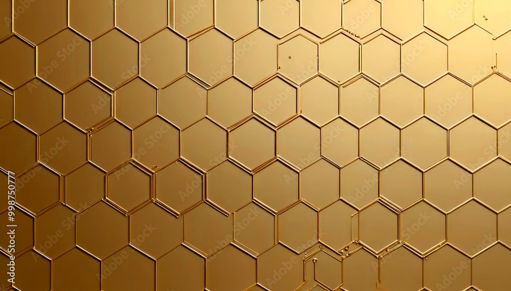 Aufkleber a repeating pattern of hexagonal shapes in varying shades of gold, creating a textured and visually appealing background