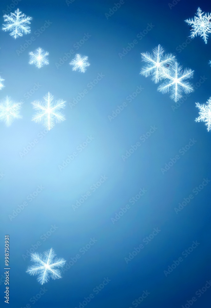Fototapete snowflakes float against a deep blue background, creating a serene and tranquil atmosphere