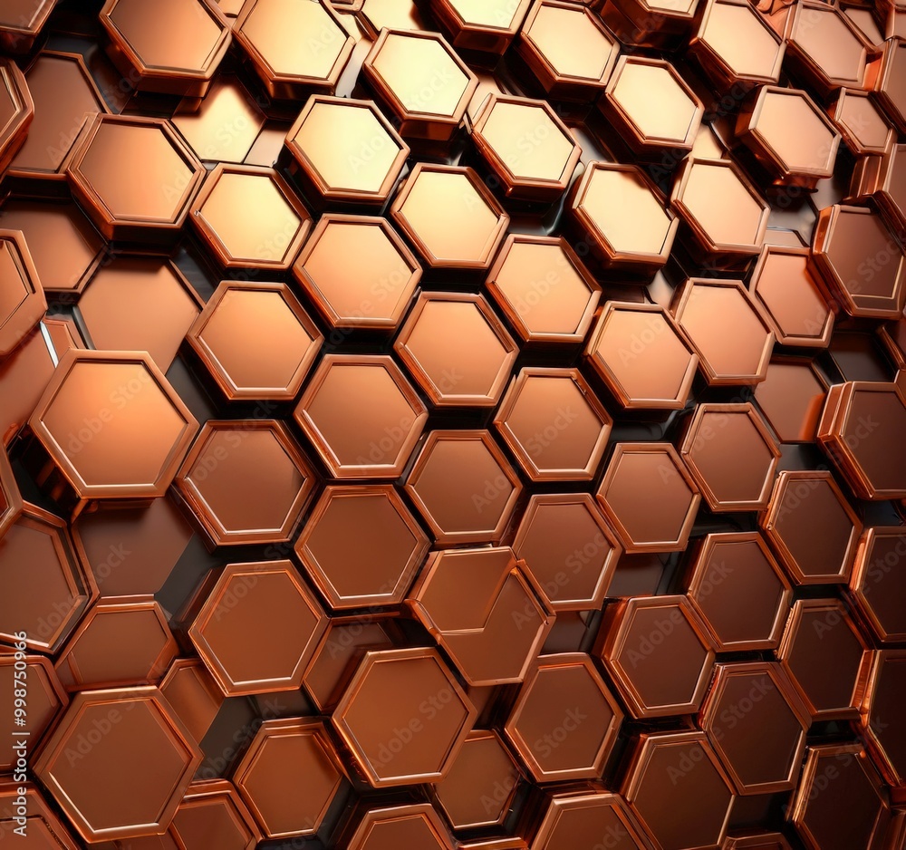 Poster a repeating pattern of hexagonal shapes in varying shades of brown, creating a visually striking and textured background