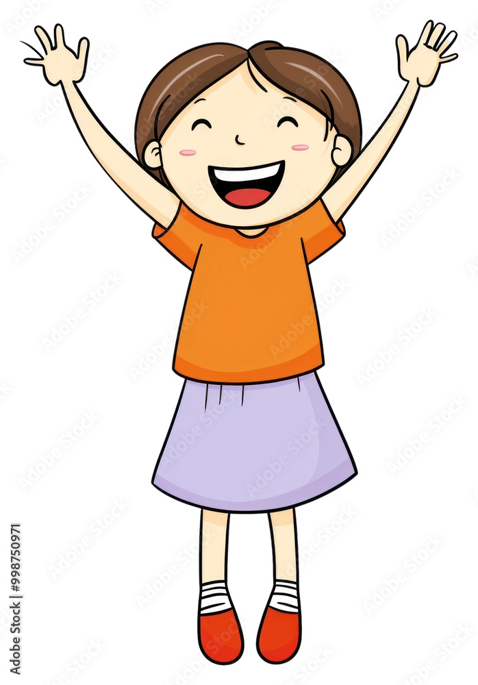 Canvas Prints PNG Asian girl hands up cartoon drawing child.