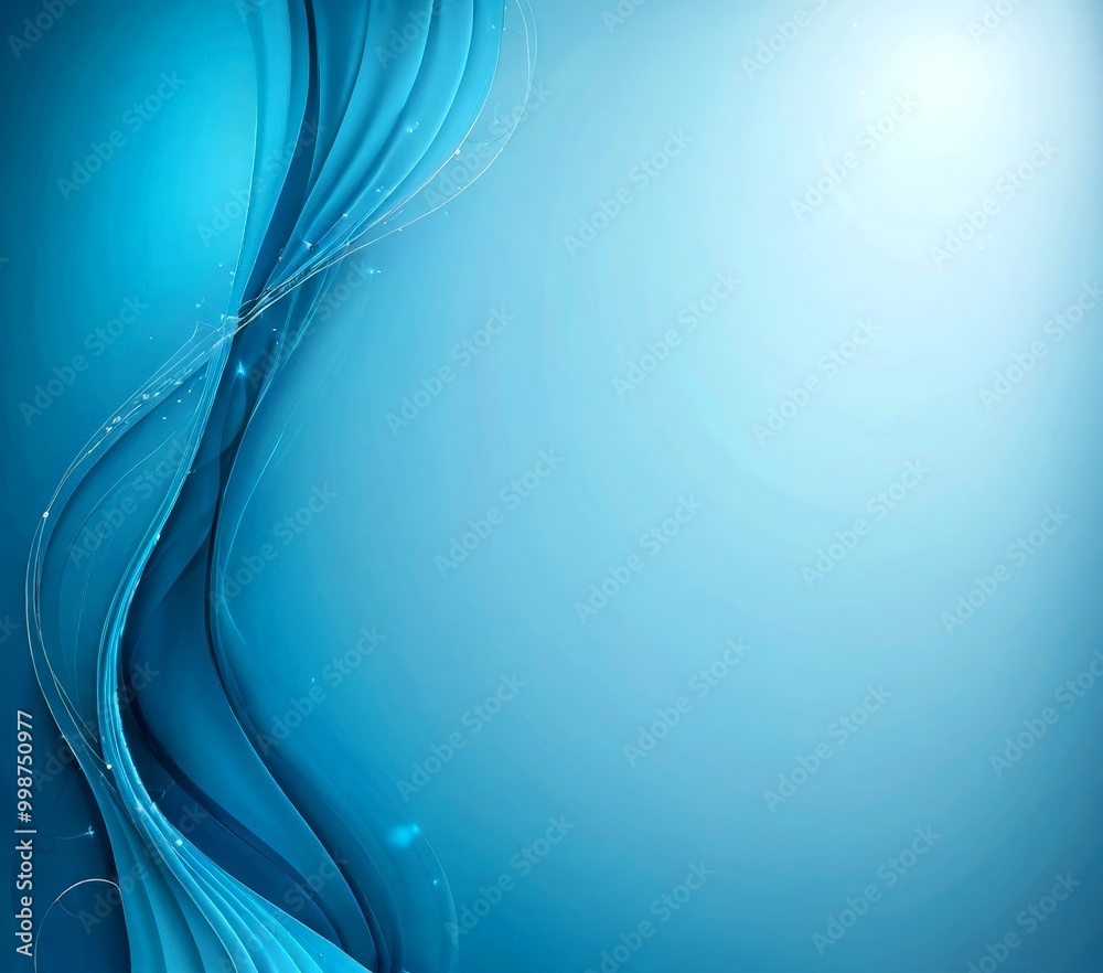Poster a blue gradient background with a curved, wavy line running diagonally across the top right corner, creating a sense of movement and dynamism.