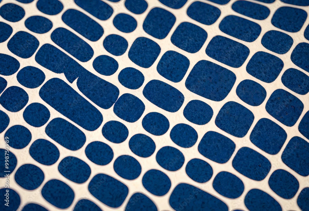 Poster A close-up view patterned surface, featuring a repeating arrangement of blue and white circles or ovals